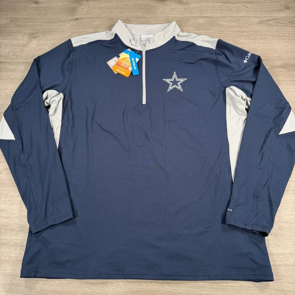 Columbia Dallas Cowboys Quarter Zip Tech Trail Performance Men's XL Navy Blue